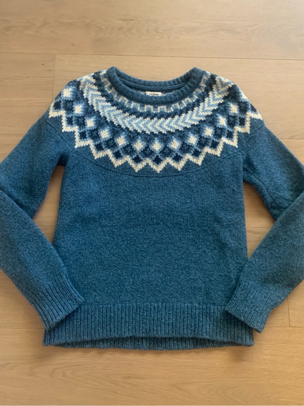 Vintage L.L. Bean Wool Fair Isle Crewneck Sweater Cottagecore Outdoor Granola